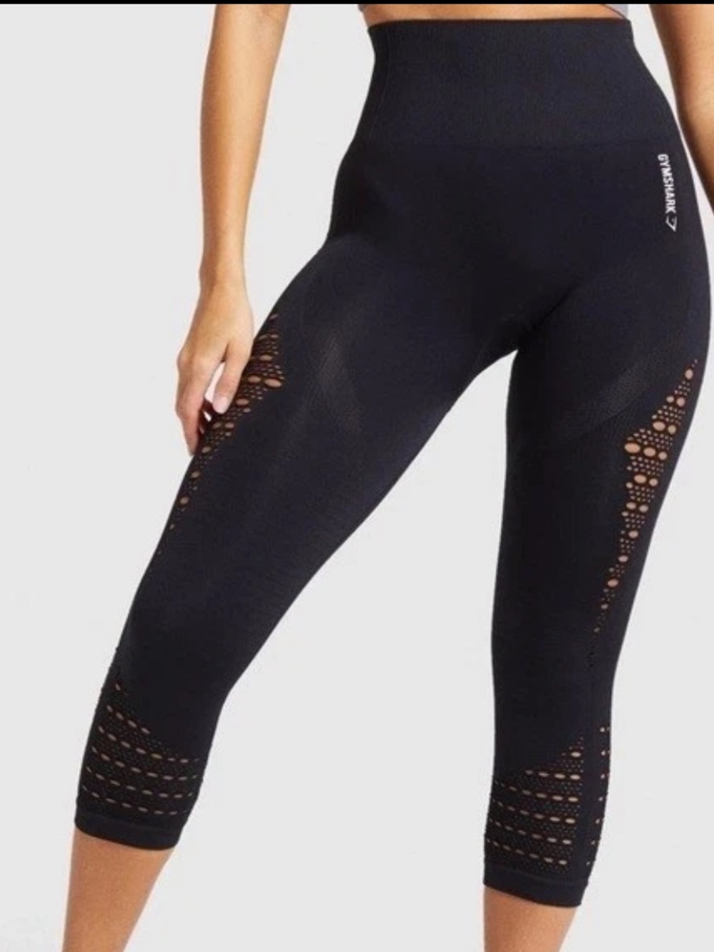 Gymshark Energy Seamless Crop Black Leggings Size Medium Athletic Athleisure